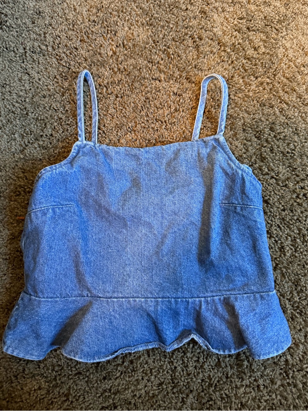 American Eagle Outfitters Light Blue Smocked Denim Top
